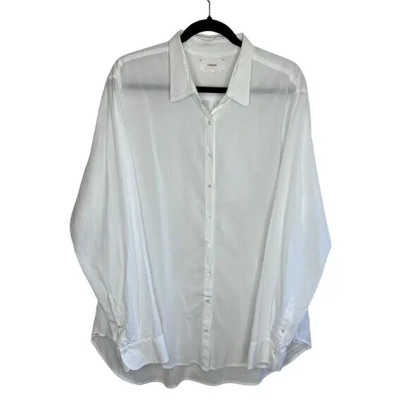 Xirena Beau Button Down Shirt XL White Cotton Poplin Oversized Relaxed Preppy